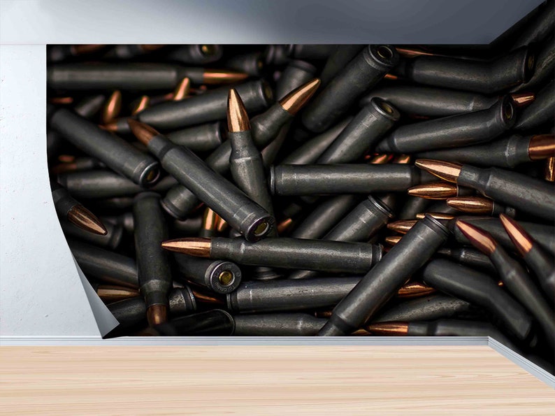 Bullet Wall Paper, Army Wall Paper, Boy Room Wall Decor, Personalized Gift, Do It Yourself, Modern Wall Poster, Loft Decor, 3D Wall Mural image 7