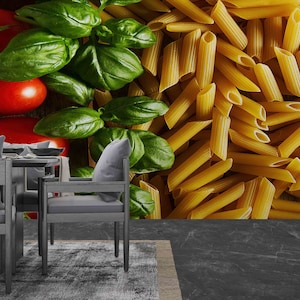 Italian Pasta Wall Art, Food Concept Wall Decor, Peel And Stick Wallpaper, Modern Wall Poster, Removable Wall Paper, Kitchen Wallpaper,