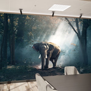 Wall Covering, Do It Yourself, Removable Wall Decor, Elephant Wallpaper, Wall Decals, Elephant Wall Print, Animal Wall Poster, 3D Paper Art,
