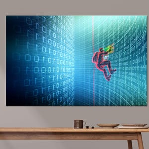 Matrix Code Tempered Glass Art: Cyberpunk Wall Decor