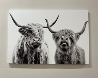Animal Art, Glass Wall Art, Animal 3D Canvas, Trendy Canvas Decor, Highland Cow Canvas Decor, Modern Artwork, Holiday Decor Art,