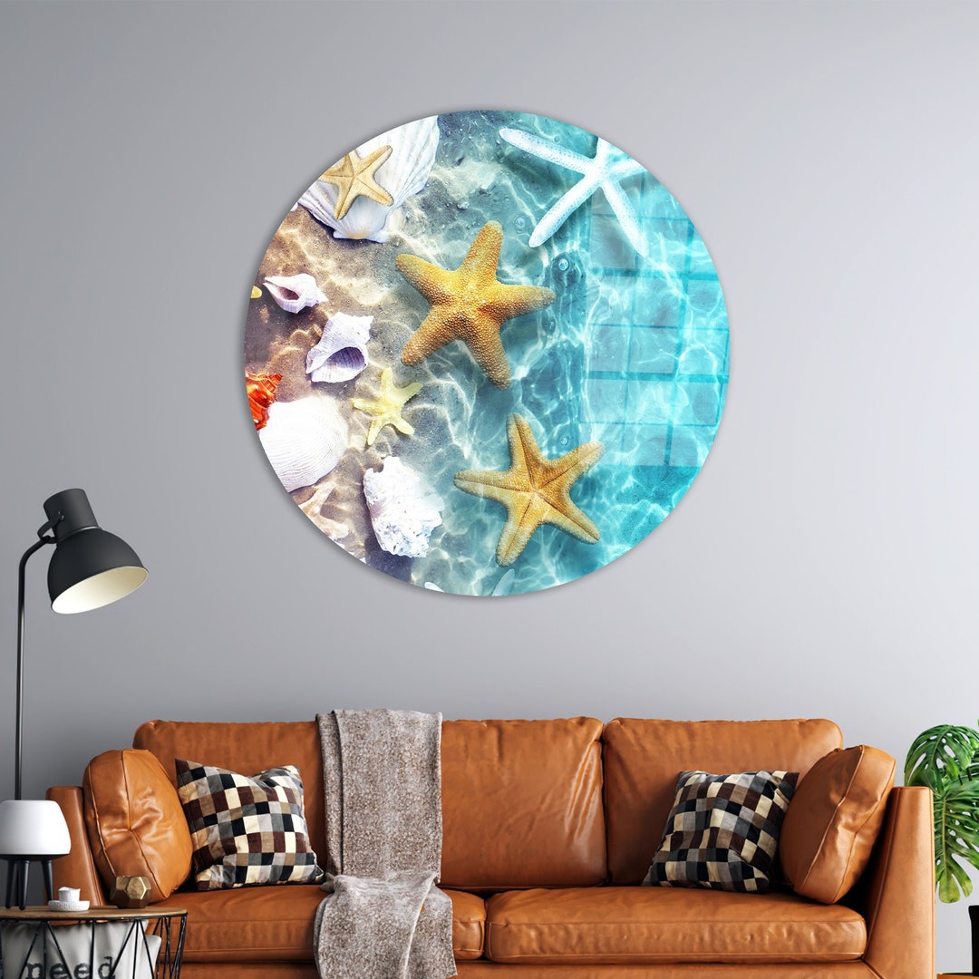 Starfish Tempered Glass Wall Art: Tropical Coastal Decor - Etsy