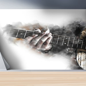 Guitar Watercolor Wallpaper: 3D Paper Wall Art, Music Room Decals image 7