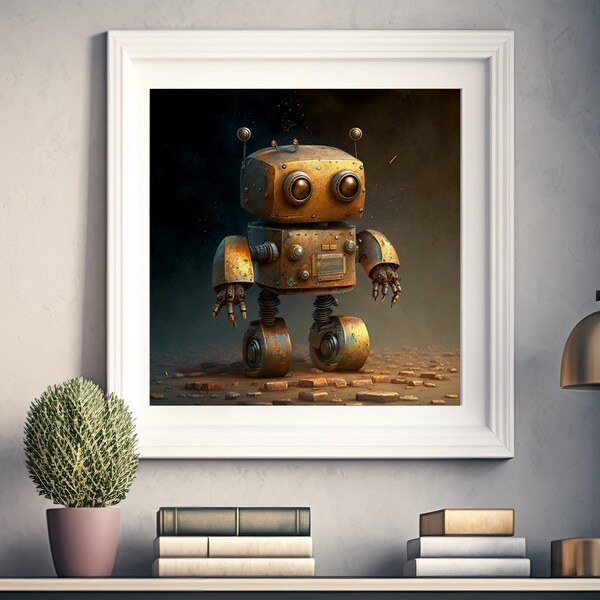 Niedlicher Roboter | AI generierte druckbare Kunst | Sofort Download