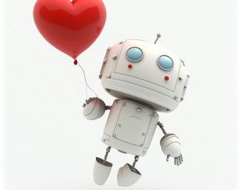 Robot in Love #6 - AI generated printable Art | Instant Download