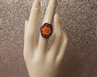 Brick stitch beaded ring