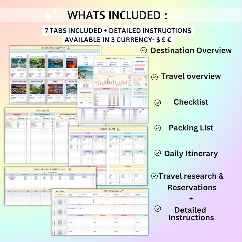 holiday planner, itinerary template, travel budget, travel checklist, vacation planner, travel diary, travel planner, travel google sheets, travel itinerary, travel spreadsheet, travel packing list, trip planner, digital travel