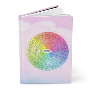 Carnet cartonné Rose nuages roue Emotion Feelings Wheel It's Ok to Feel Your Feelings Carnet cartonné de 150 pages à couverture rigide