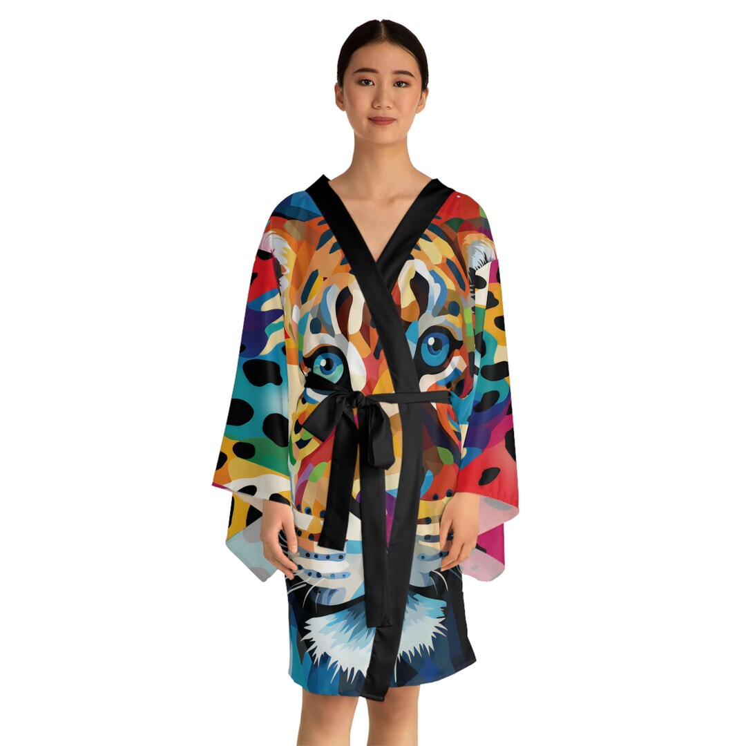 Robe Self Care Long Sleeve Big Cat Cheetah Print Kimono Robe - Etsy