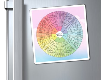 Magnet Emotions Feelings Wheel White Cloud Center Black Text It&#39;s OK to Feel Your Feelings Pink & Turquoise Cloud Background Magnet
