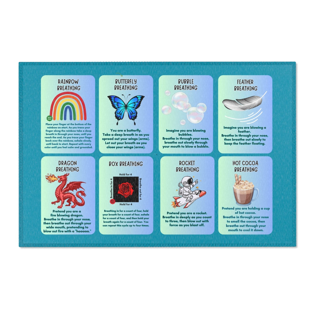 Message Therapy Rug Rug Mindfulness Eight Breathing Techniques Colorful Play Mat Carpet ...