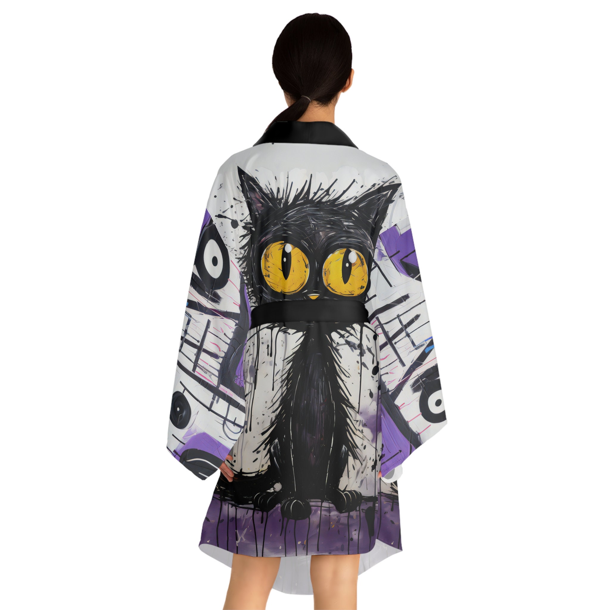Robe Self Care Long Sleeve Scaredy Cat Kimono Robe - Etsy