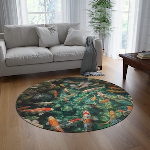 Round Rug Koi Fish Pond Nursery Carpet Playmat Rug - Etsy