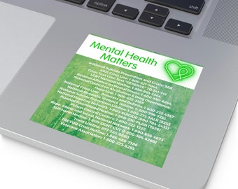 Stickers Mental Health Emergency Cell Phone Number Neon Green Awareness Heart Stickers