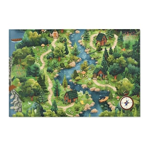 Teppich Cabochon im Wald mit Kompass Let's Pretend Play Kinderzimmer Spielzimmer Rechteckiger Teppich
