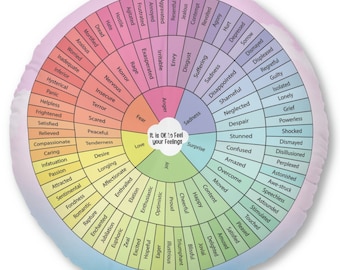Emotions Wheel Round Floor Pillow: "It's OK to Feel Your Feelings"