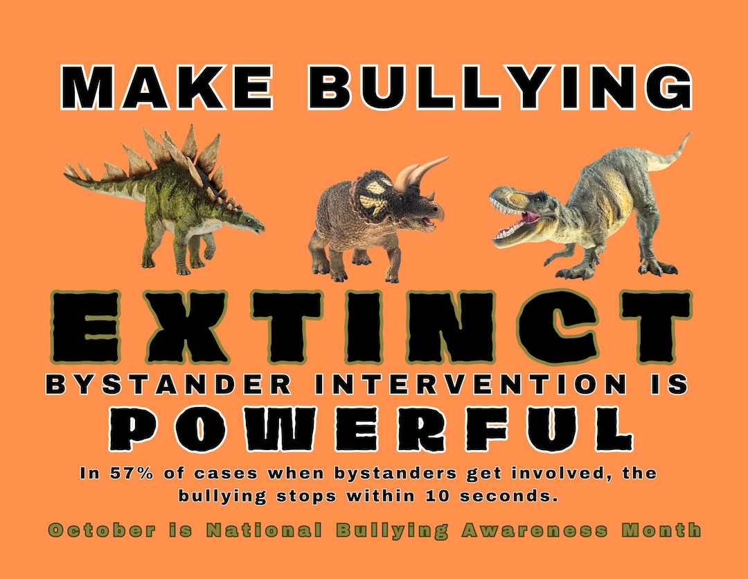 make-bullying-extinct-poster-dinosaur-anti-bullying-art-8-5-x-11-etsy