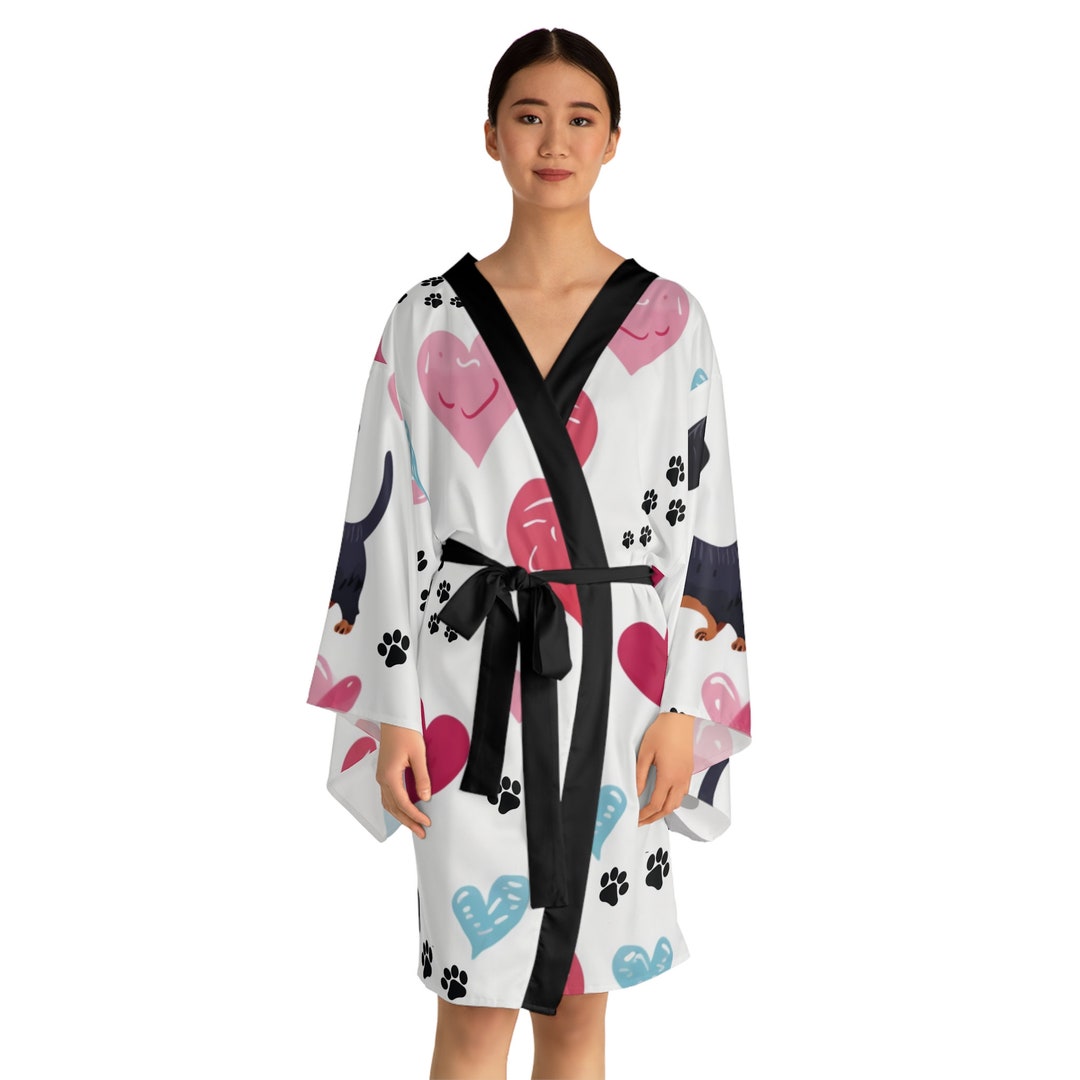 Dog Somoyed Pattern Print Women Long Robe main image 1
