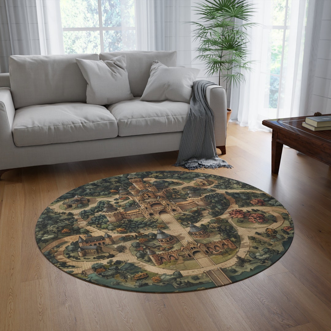 Rustic Castle Rugs Round Rug Majestic Medieval Castle Nursery Play Mat Round Carpet - Etsy