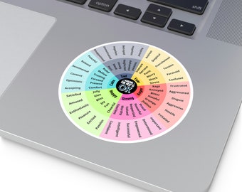 Feelings Wheel Sticker: Emotion Chart, Mental Health Awareness