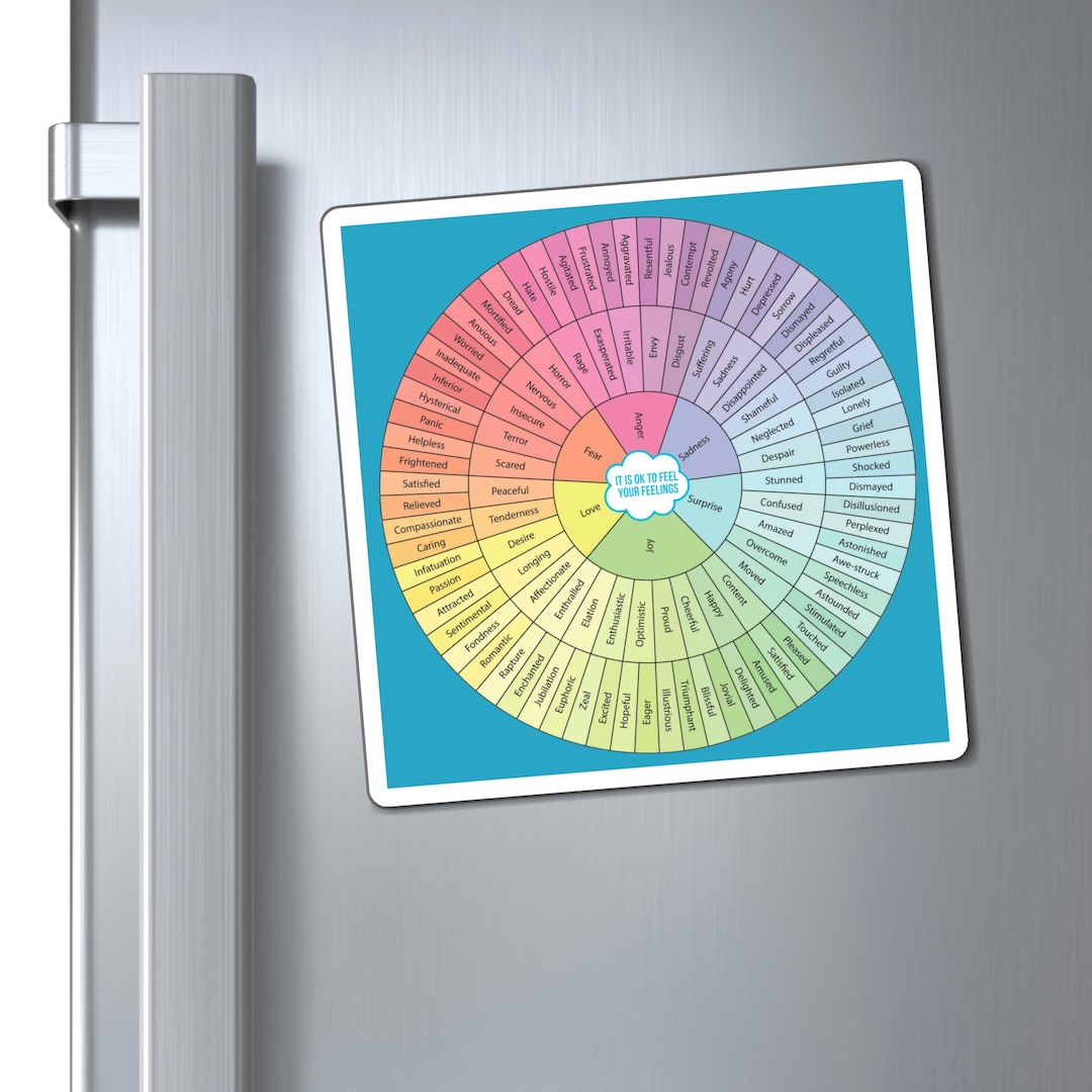 Feelings Wheel Magnet: Turquoise Emotions Chart for Therapy - Etsy
