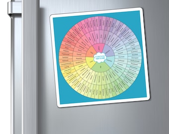 Feelings Wheel Magnet: Turquoise Emotions Chart for Therapy