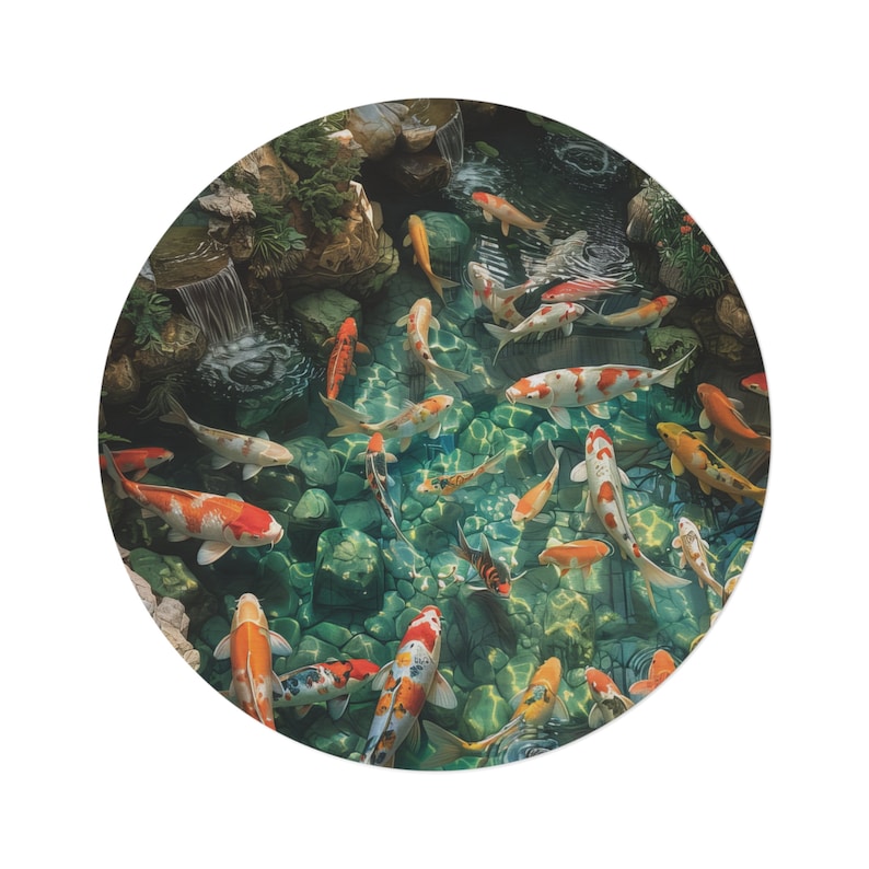 Round Rug Koi Fish Pond Nursery Carpet Playmat Rug - Etsy