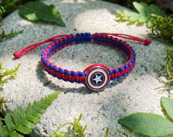 Captain America-Inspired Friendship Bracelet – Handmade Marvel Fan Jewelry, Adjustable Bracelet