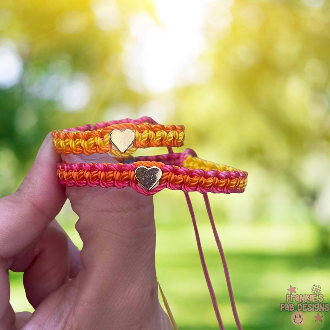 Mom and Me Matching Rainbow Heart Bracelets - Kindergarten Gift