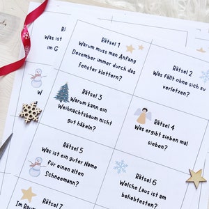 Adventkalender für Kinder 24 Scherzfragen PDF-Sofort Download Weihnachten zum selber Basteln Ausdrucken Schule lustig digital Bild 2