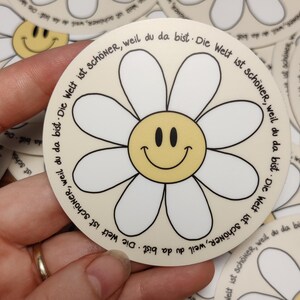 Afirmación de pegatina de flores | Pegatinas de sonrisa | Lindo Pequeño regalo de cumpleaños alemán | Pascua | buena calidad | Fomento del consumo de botellas