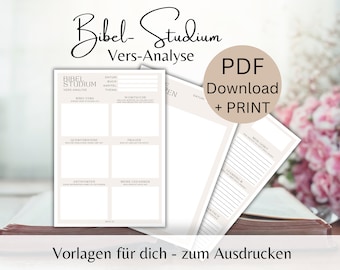 Bibelstudium Blatt VERS | PDF Download zum Ausdrucken | christlich | Bibellese Hilfe | deutsch Bibel lesen | Vers-Analyse Bibellese Journal