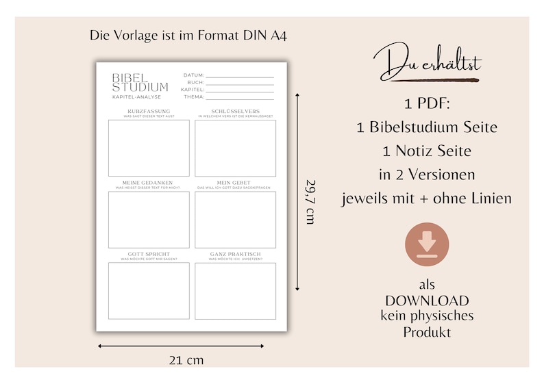 Feuille d'étude biblique CHAPITRES Téléchargement PDF pour impression Chrétien Aide à la lecture de la Bible Lecture de la Bible en allemand Journal de lecture de la Bible image 8