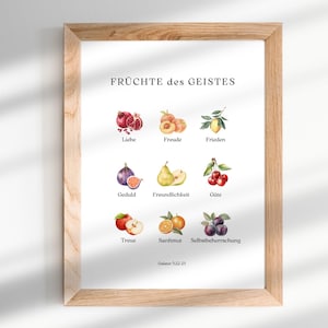Poster Früchte des Geistes | Wanddeko zum Ausdrucken | Galater 5:22-23 | Bibelvers | christlich deutsch |  | digital Download PDF | Küche