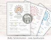 Babyparty Schätz Spiel | Ausfüllkarten | Download zum Ausdrucken | Geschenk Geburt | Junge Mädchen | A4+A5 | deutsch digital  Ratespiel