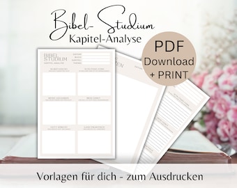 Bibelstudium Blatt KAPITEL | PDF Download zum Ausdrucken | christlich | Bibellese Hilfe | deutsch Bibel lesen | Bibelleselog Journal