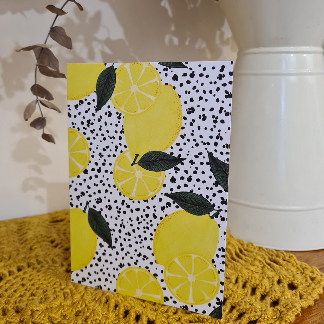 Zesty Hand Drawn Lemons Greeting Card. Blank Inside. 100% Recycled FSC ...