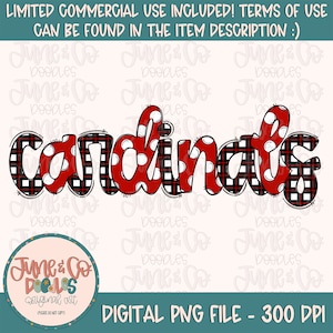 Cardinals Doodle PNG| Mascot Lettering Sublimation File| Sports Team Shirt Design| Hand Lettered Printable Art| Instant Download