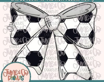 Soccer Bow PNG/File di sublimazione Coquette Soccer/Design di maglietta da gioco femminile/Arte stampabile disegnata a mano/Download digitale