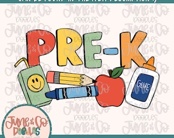 Boys Pre-K Doodles PNG| Boy Back To School Sublimation File| Elementary School Pre-School Shirt Design| Printable Art| Instant Download