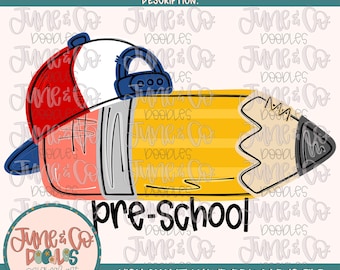 Peuterpotlood voor jongens, png| Sublimatiebestand potlood met omgekeerde hoed| Ontwerp op basisniveau| Handgetekende kunst| Digitale download