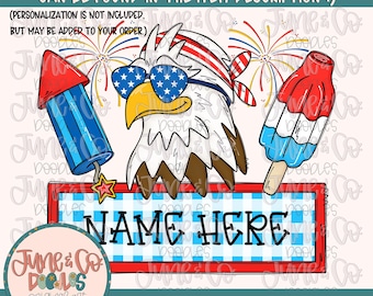 Trío patriótico para niños con placa PNG/ Archivo de sublimación americana para niños/ Diseño de camiseta del Día de la Independencia/ Arte imprimible/ Descarga instantánea