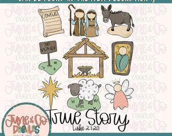 True Story PNG| Faith Based Christmas Sublimation File| Nativity Story Shirt Design| Hand Sketched Printable Art| Instant Download