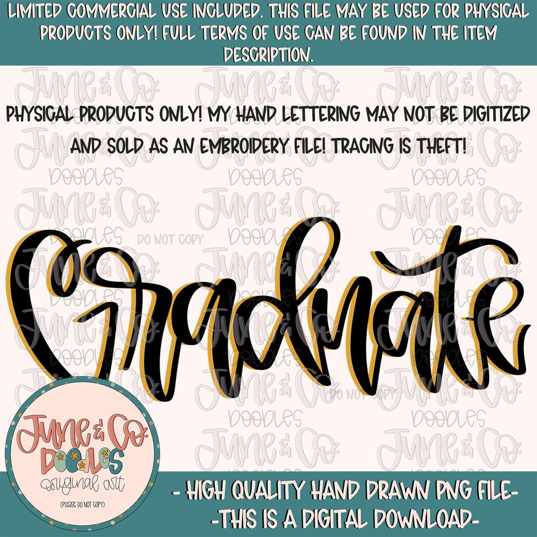Black and Gold Graduate Lettering PNG| Graduation Sublimation File ...
