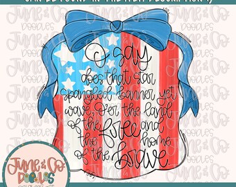 Coquette Star-spangled banner, png | Girly patriottisch sublimatiebestand | Shirtontwerp Amerikaanse vlag|Handgeletterde afdrukbare kunst|Directe download