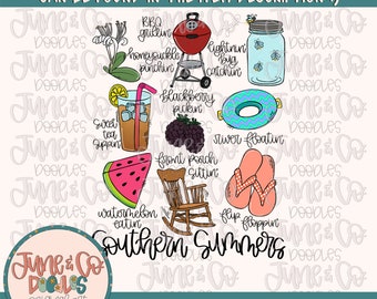Südliche Sommer PNG | Sommer im Süden Sublimationsdatei | Sommer-Shirt-Design | Hand beschriftete druckbare Kunst | Sofort Download
