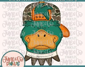 Boy Camo Duck PNG| Cool Mallard In Backwards Hat Sublimation File| Boys Hunting Shirt Design| Hand Drawn Printable Art| Instant Download