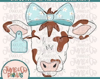 Girl Cow PNG| Coquette Cow In Bow Sublimation File| Girls Cow Tag Shirt Design| Farm Animal Printable Art| Instant Download