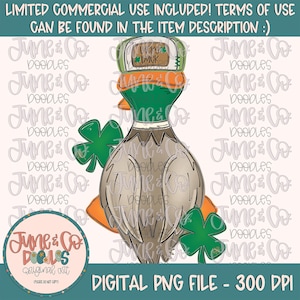 Lucky Duck, png PNGEgg| Country St. Patrick's Day-sublimatiebestand| Jongenseend met achterwaartse hoed Shirtontwerp| Handgetekende kunst| Digitale download
