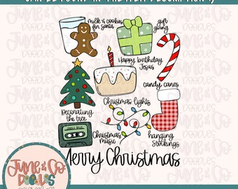Frohe Weihnachten | Weihnachtszeit Sublimationsdatei | Lieblings-Weihnachtssachen-Shirt-Design | Hand beschriftete druckbare Kunst | Sofort Download